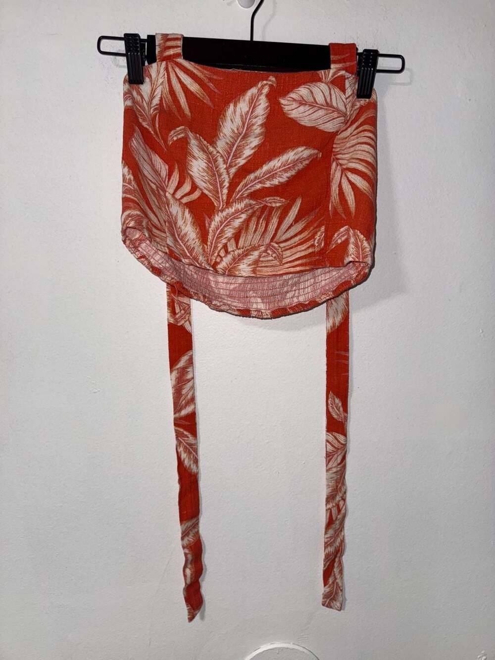 Aeropostale Tropical Leaf Print Halter Crop Top Orange Small